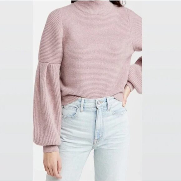 Blank NYC Prelude to a Kiss Pink Metallic Balloon Sleeve Sweater Size Large - Picture 1 of 8